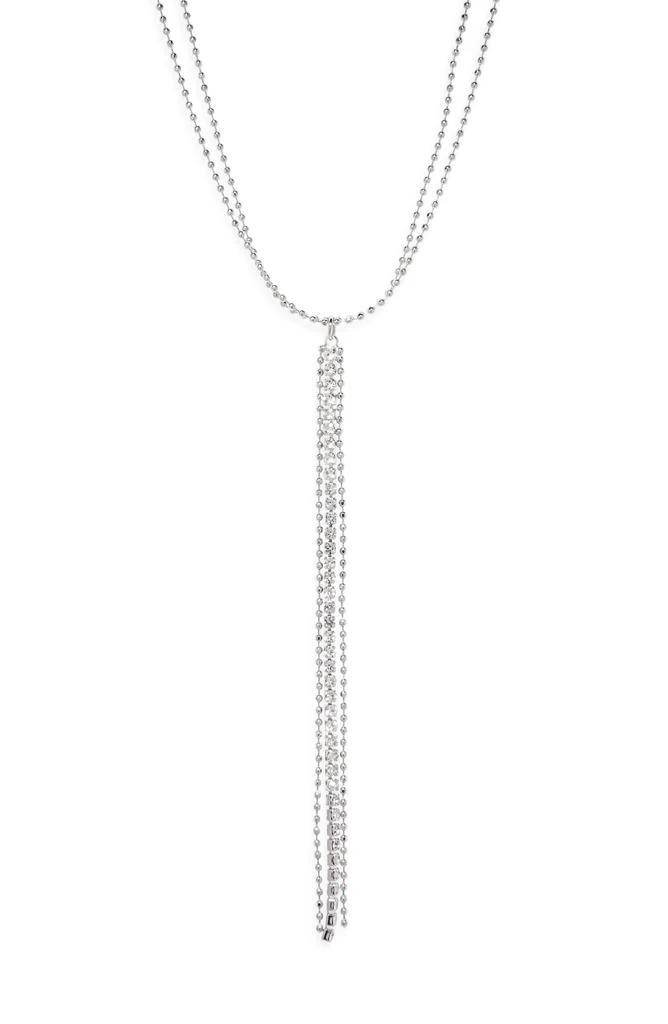 Nordstrom Ball Chain Tassel Lariat Necklace 1