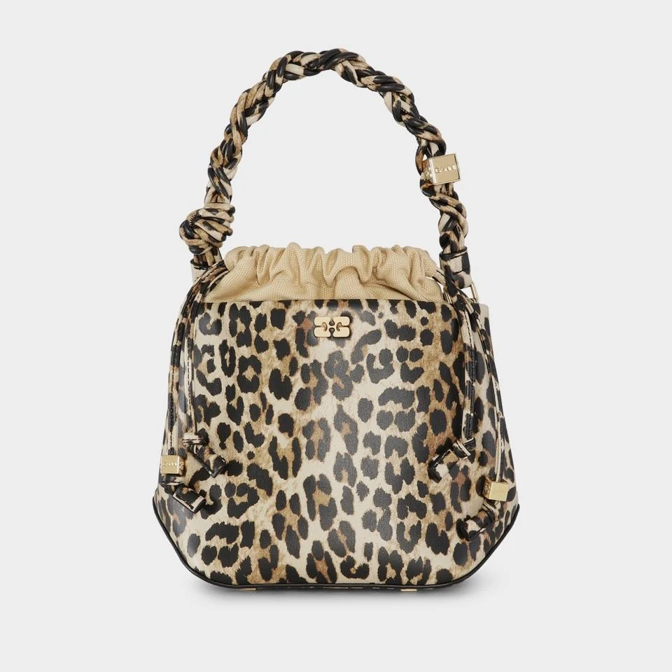 Ganni Ganni Ganni Bou Leather-Blend Bucket Bag 1