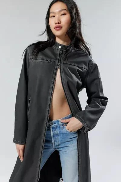 Silence + Noise Silence + Noise Riley Faux Leather Moto Trench Coat 2