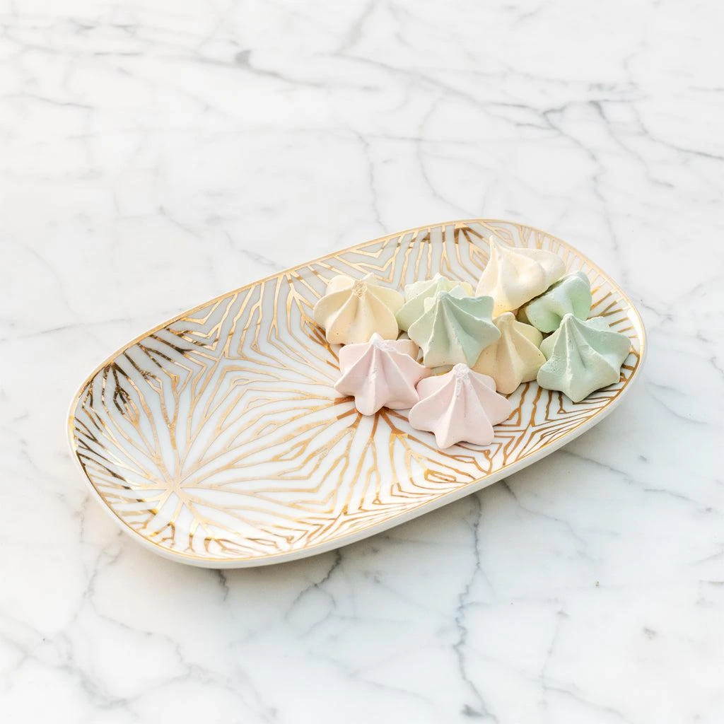 ANNA New York Talianna Lilypad Catchall Tray, White w/ Gold 4