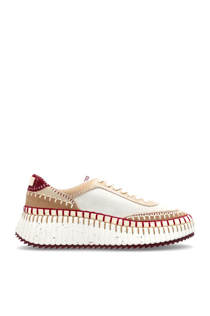 Shop Chloé Kick Peachy Pink sneaker in mesh and leather on