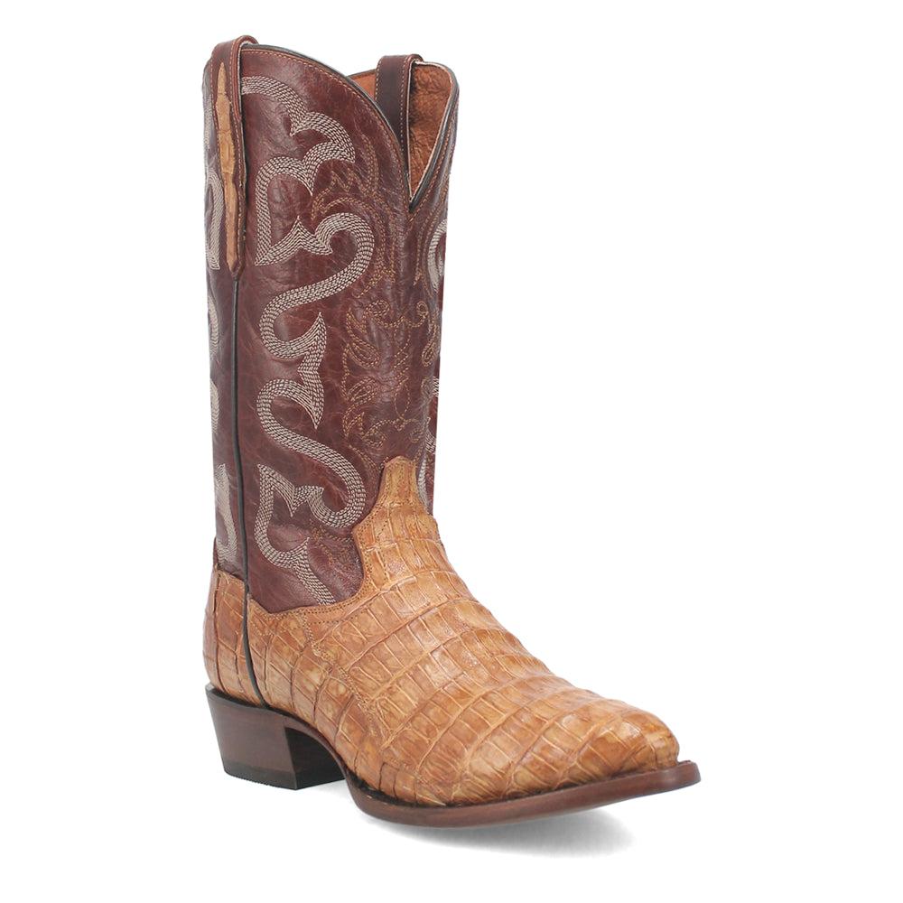 Dan Post Boots Primetime Caiman Embroidered Round Toe Pull On Cowboy Boots