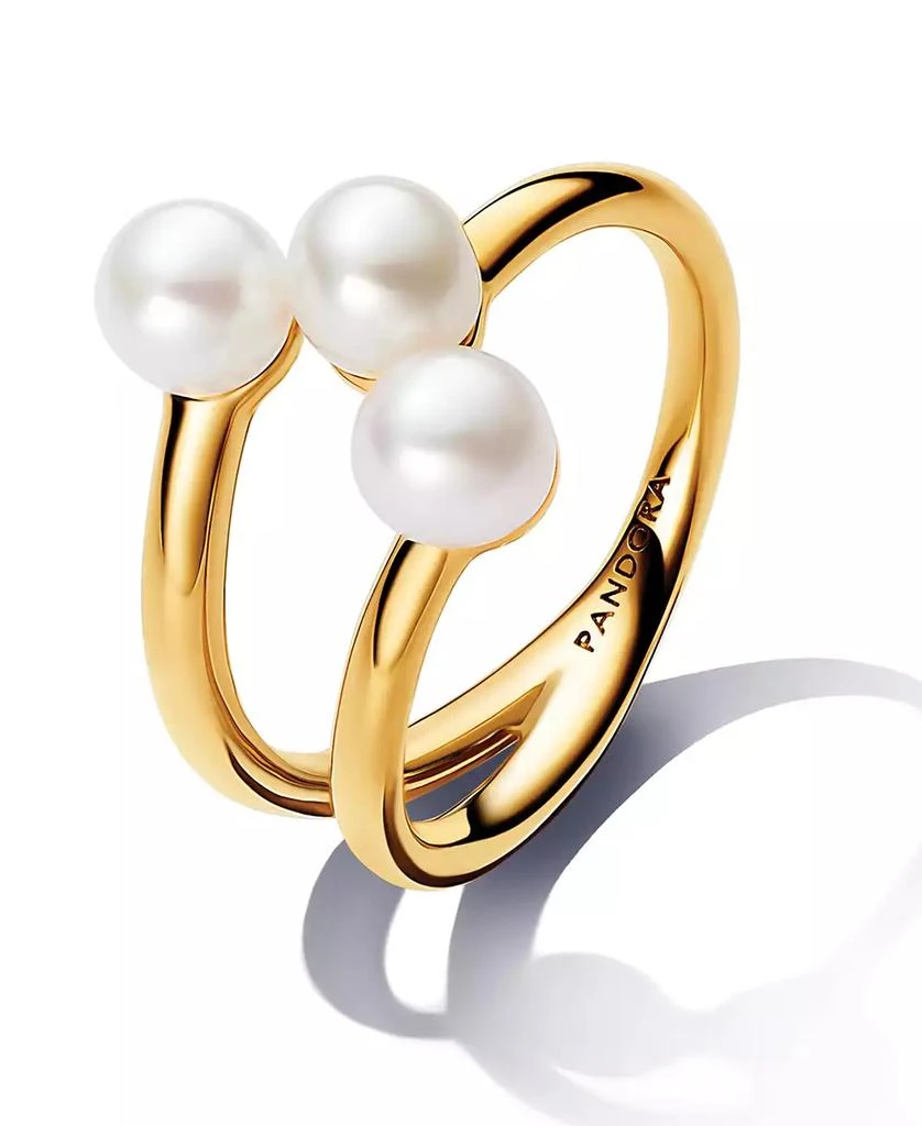 PANDORA Treated Freshwater Cultured   Pearl Open Ring in 14k Gold-plated 2