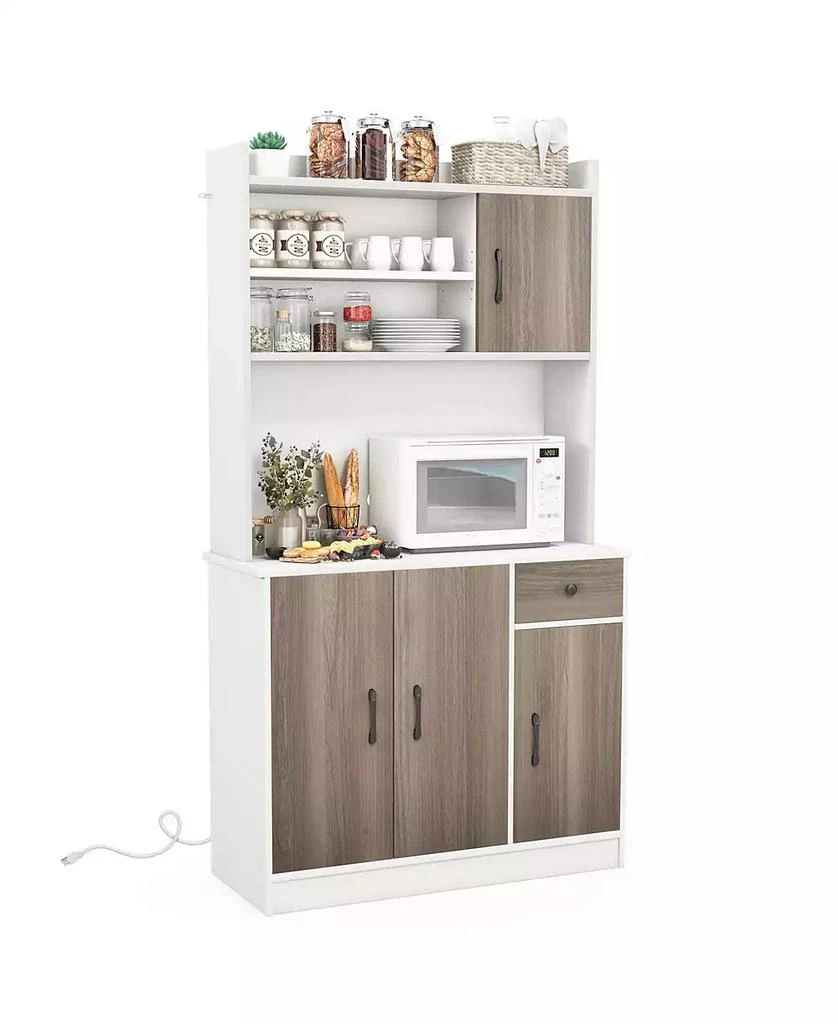 Costway 4-Door 71
Kitchen Buffet Pantry Storage Cabinet w/Hutch Adjustable Shelf