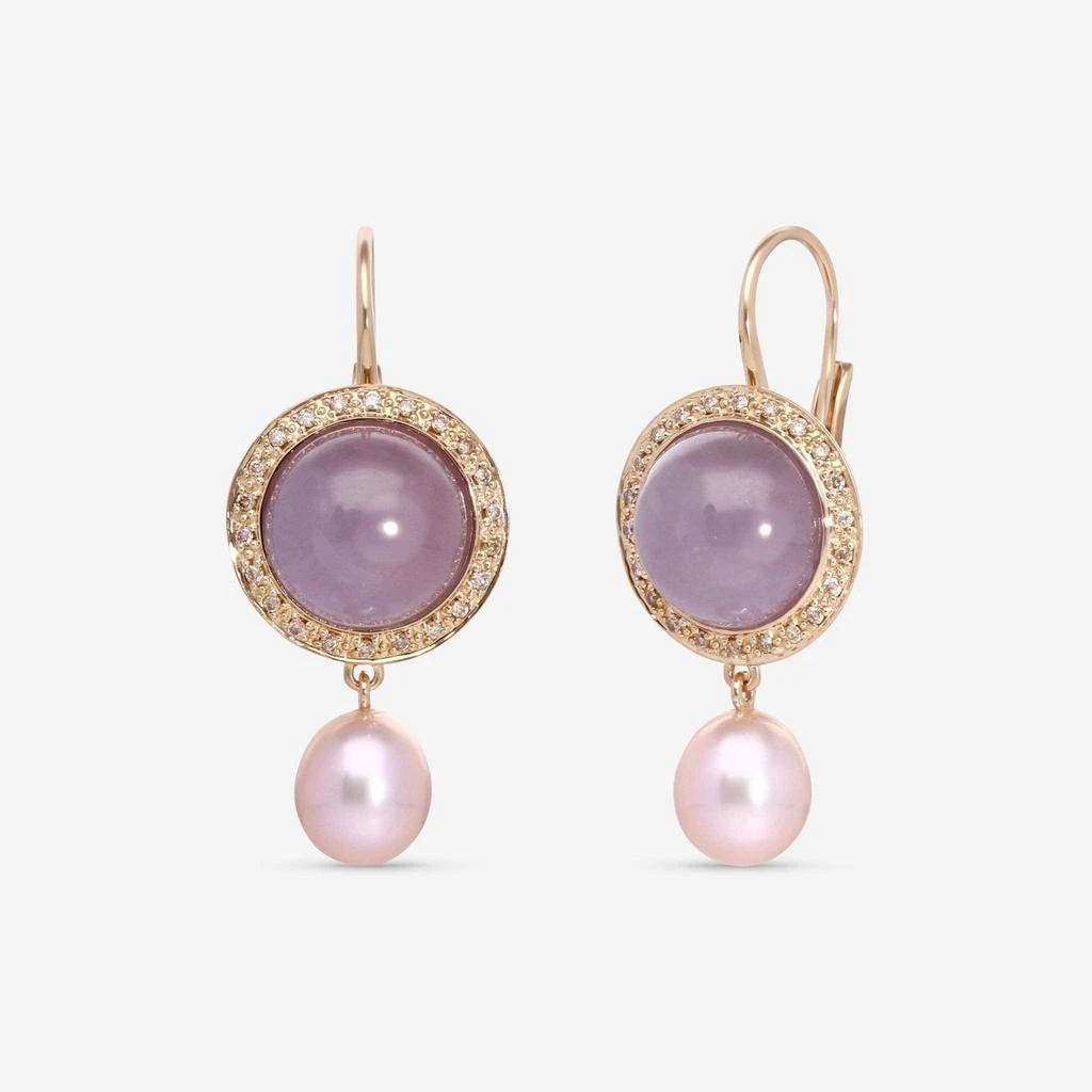 Mimi Milano Mimi Milano Shan Teki 18K Yellow Gold, Blue Chalcedony, Diamond & Pearl Drop Earrings O150R120B 2