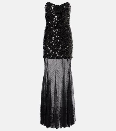 新作【Rebecca Vallance】Diana sequined mesh-trimmed gown REBECCA VALLANCE Diana sequined mesh-trimmed gown 8