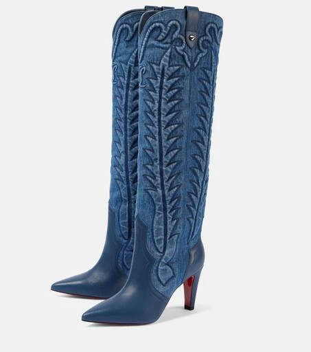 Christian Louboutin Santia Botta 85 denim and leather boots 4
