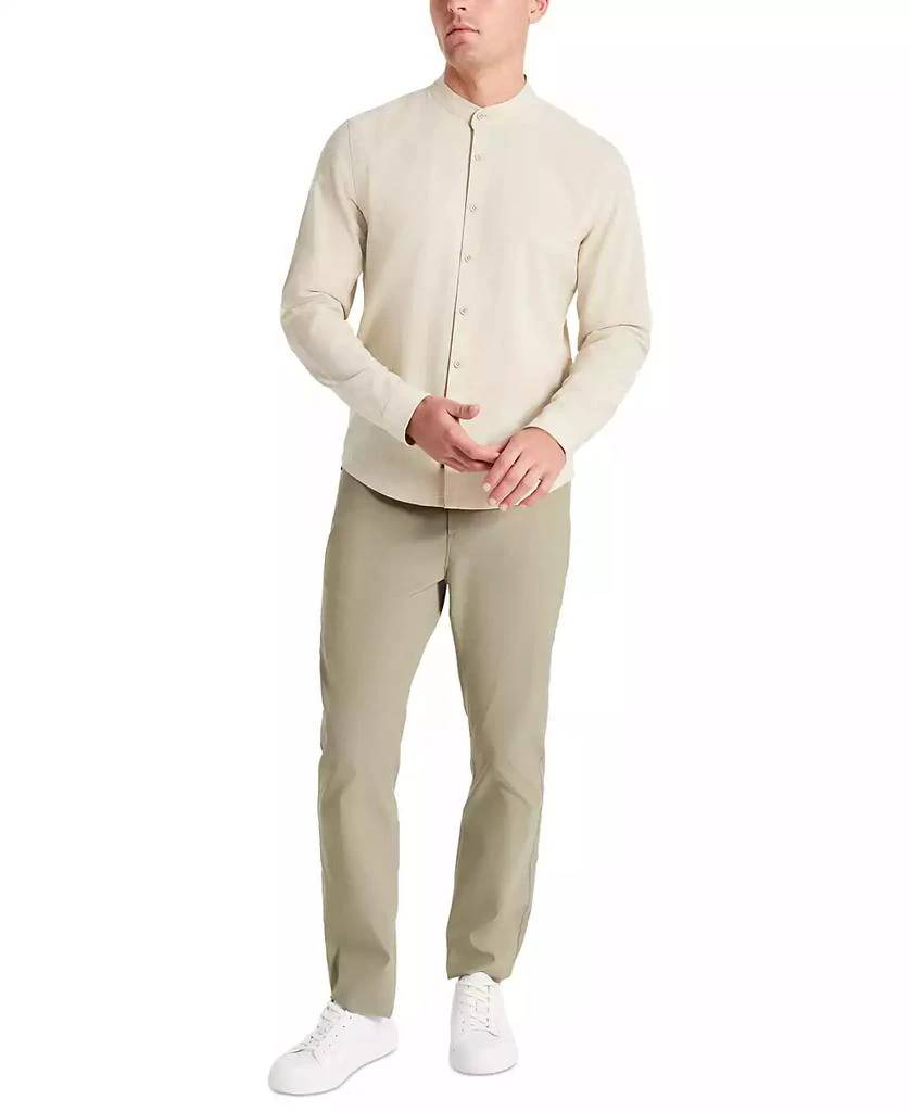 Kenneth Cole Men's Slim-Fit Performance Stretch Textured Band-Collar Button-Down Shirt 4