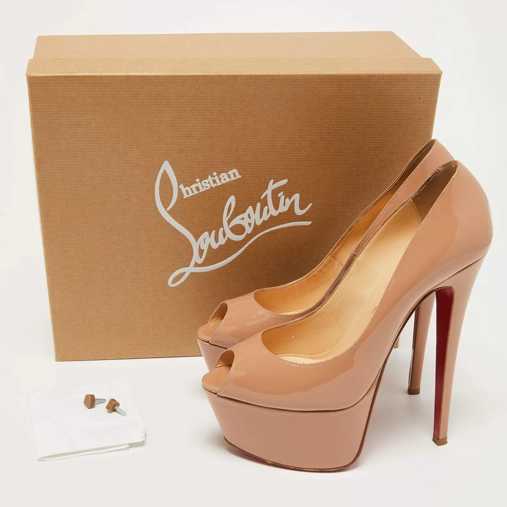 Christian Louboutin Christian Louboutin Beige Patent Leather Jamie Platform Pumps Size 38.5 10