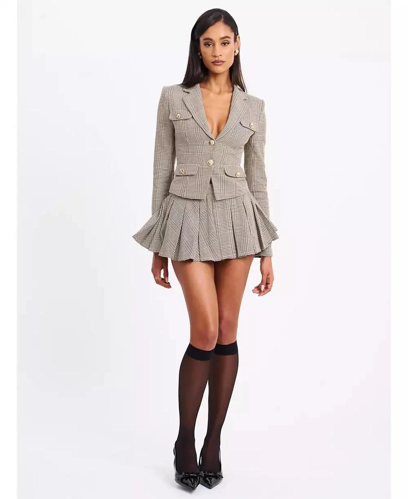 Miss Circle Women's Oakley Brown Plaid Preppy Style Blazer Jacket 6