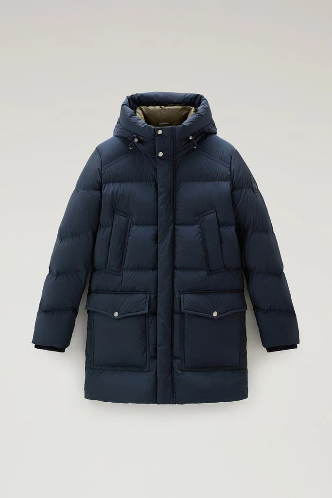 Woolrich Premium Padded Parka in Stretch Nylon - Men - Blue 1