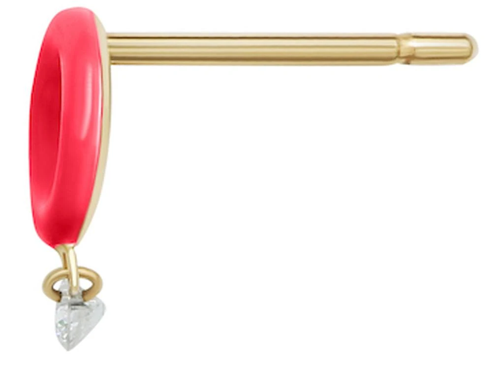 Persée Pink Enamel 1 diamond single earring 3