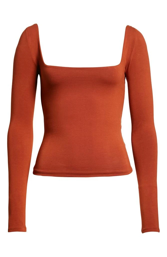 Vince Square Neck Long Sleeve Stretch Cotton Knit Top 5