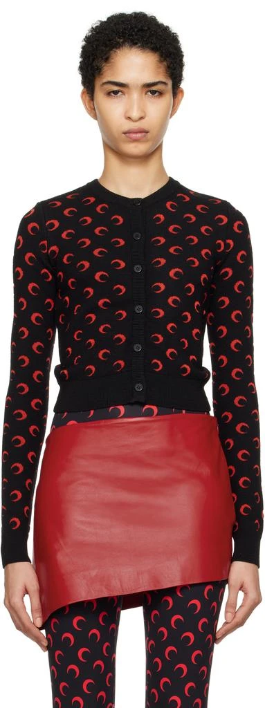 MARINE SERRE Black Moon Jacquard Knit Fitted Cardigan 1