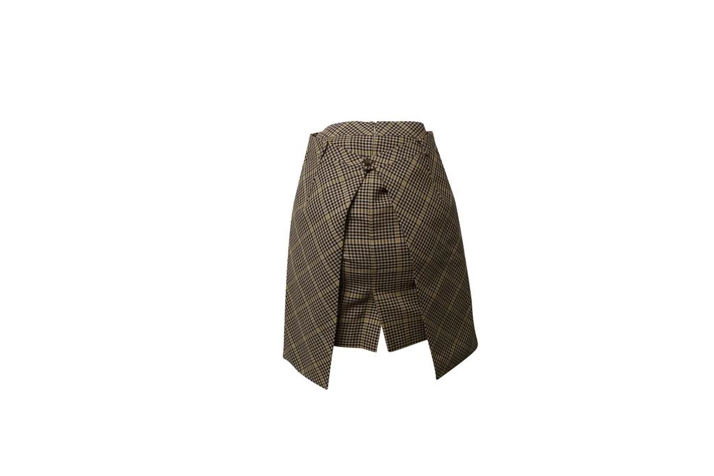 Balenciaga Houndstooth Skirt in Brown Wool 3