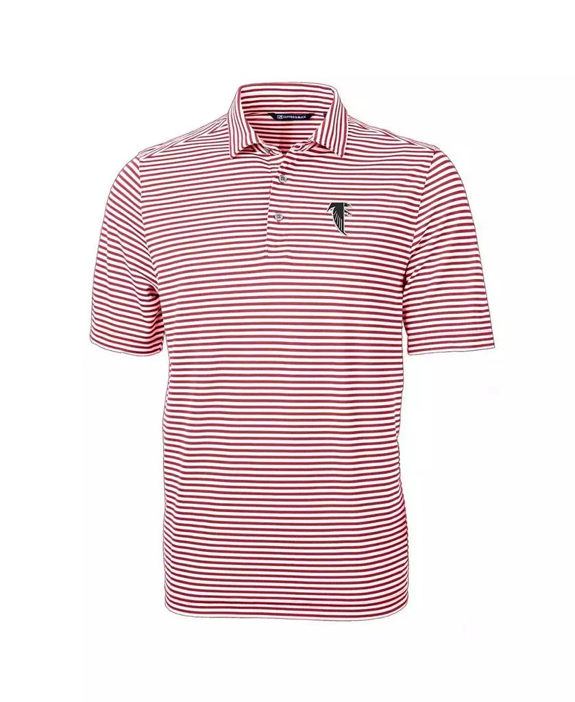 Cutter & Buck Men's Red Atlanta Falcons Throwback Team Logo Virtue Eco Pique Stripe Polo 3