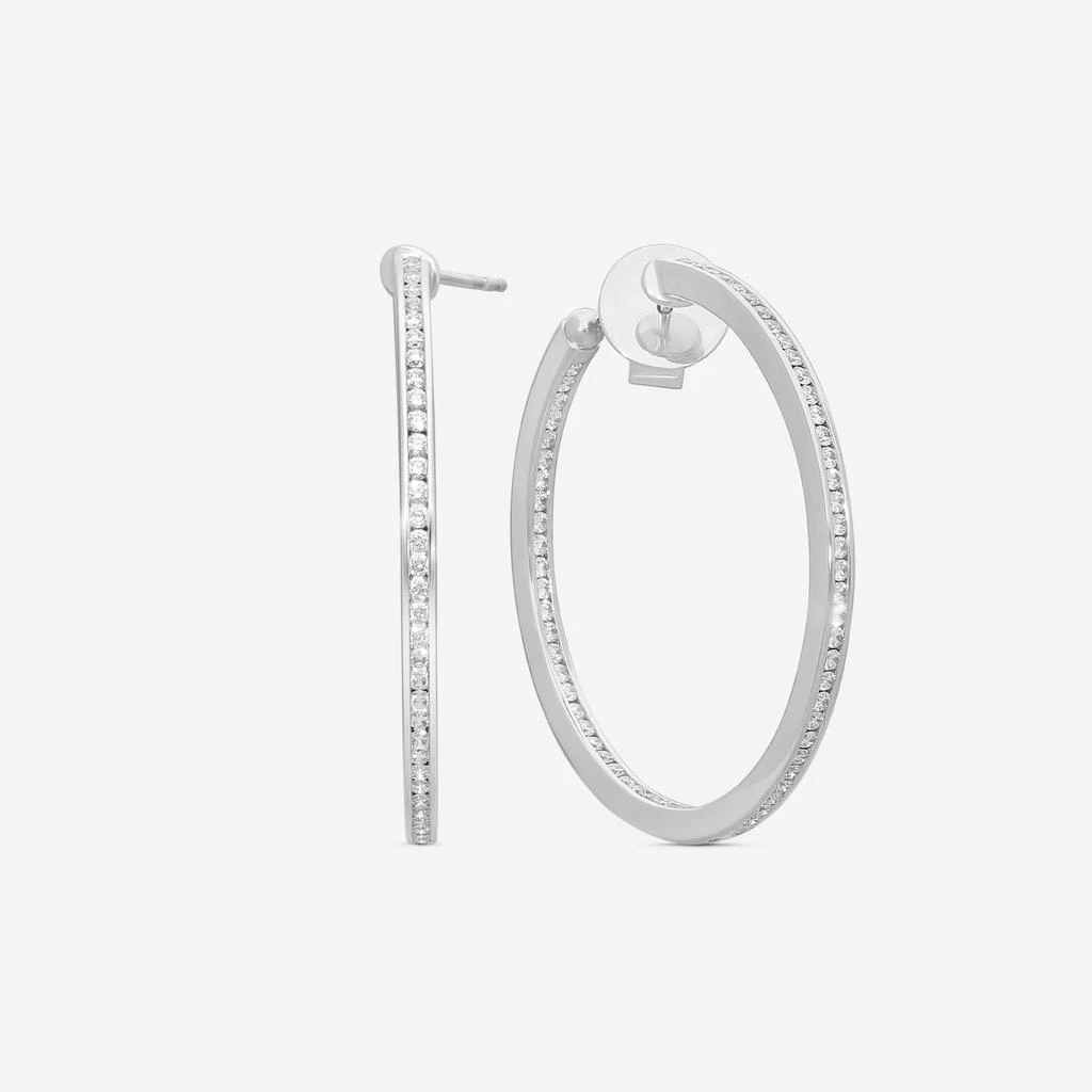 Mémoire Mémoire Channel Set 18K White Gold Diamond Round Hoop Earrings CHHO263-copy 3