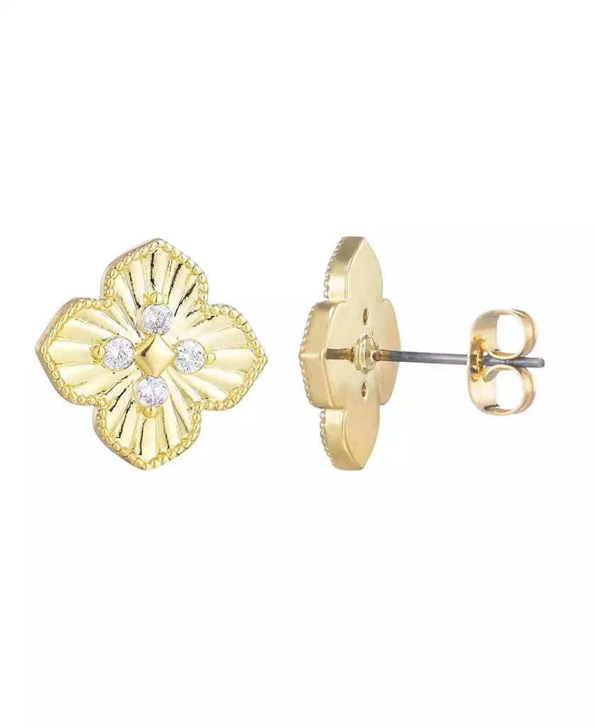 ADORNIA Gold CZ Pointed Prismatic Clover Stud Earrings