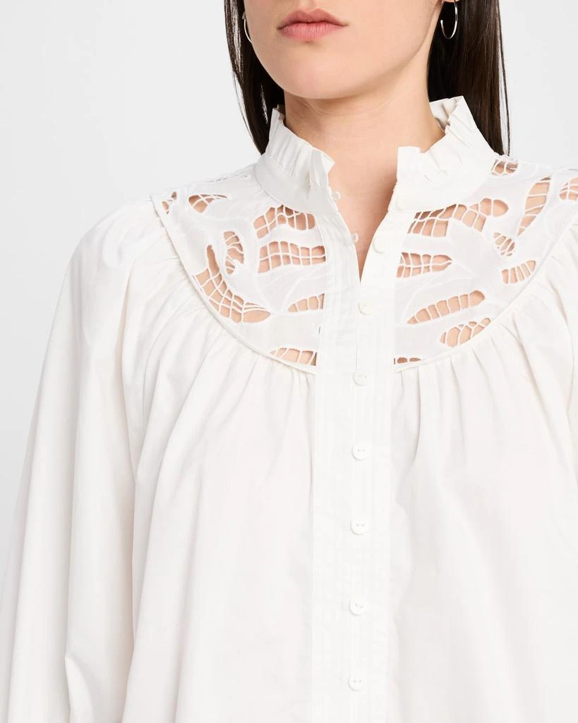 Tahari The Rylan Lace-Yoke Cotton Blouse 5