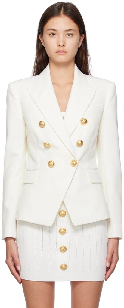 Balmain White Double-Breasted Blazer