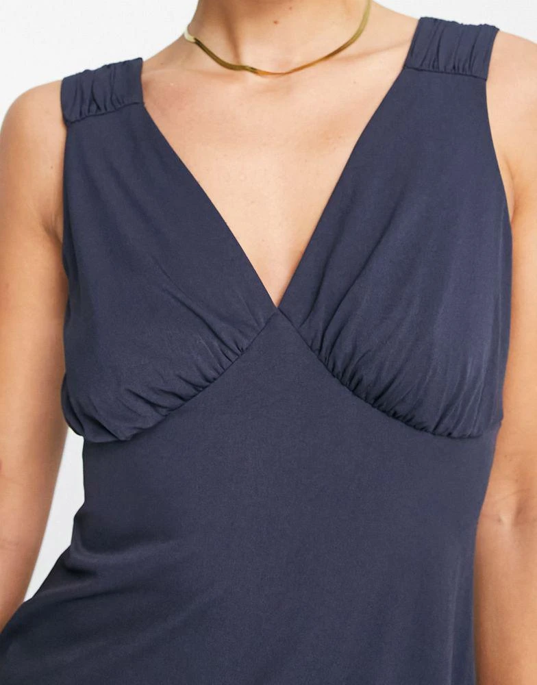 Maya Maya Bridesmaid gathered strap maxi dress in navy blue 4