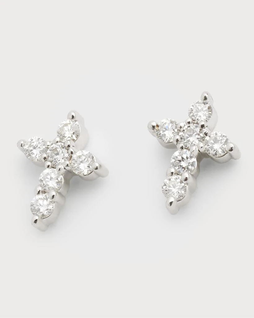 Roberto Coin Mini Diamond Cross Stud Earrings 3