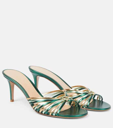 Gianvito Rossi Vyna 70 metallic leather mules 1