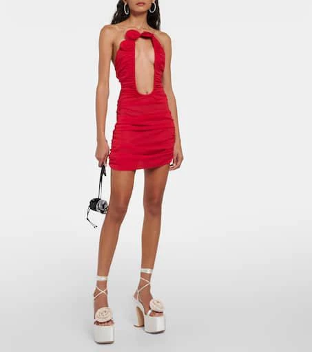 Magda Butrym Floral-appliqué satin platform sandals 2