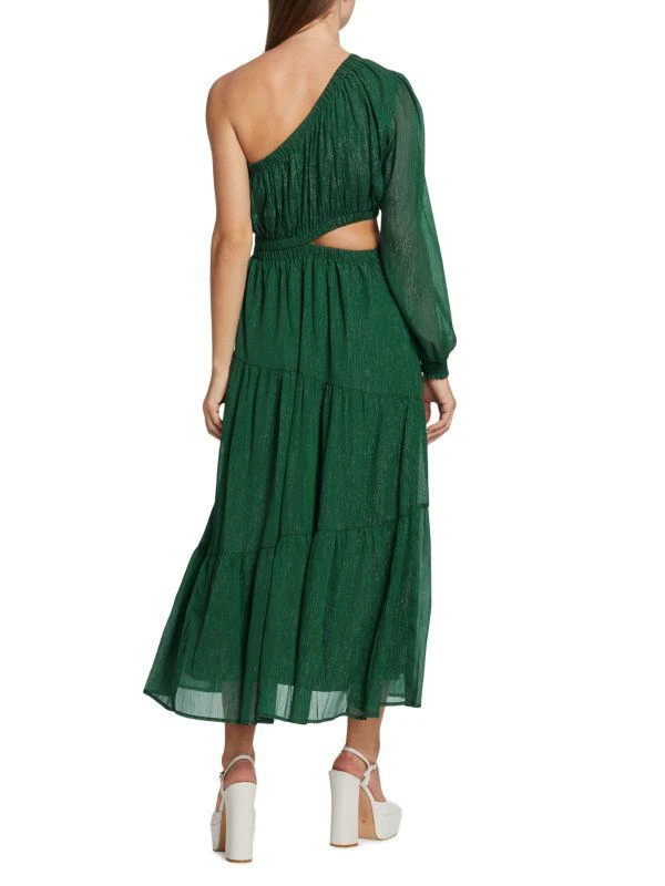 Moon River Shirred One-Shoulder Midi-Dress 2
