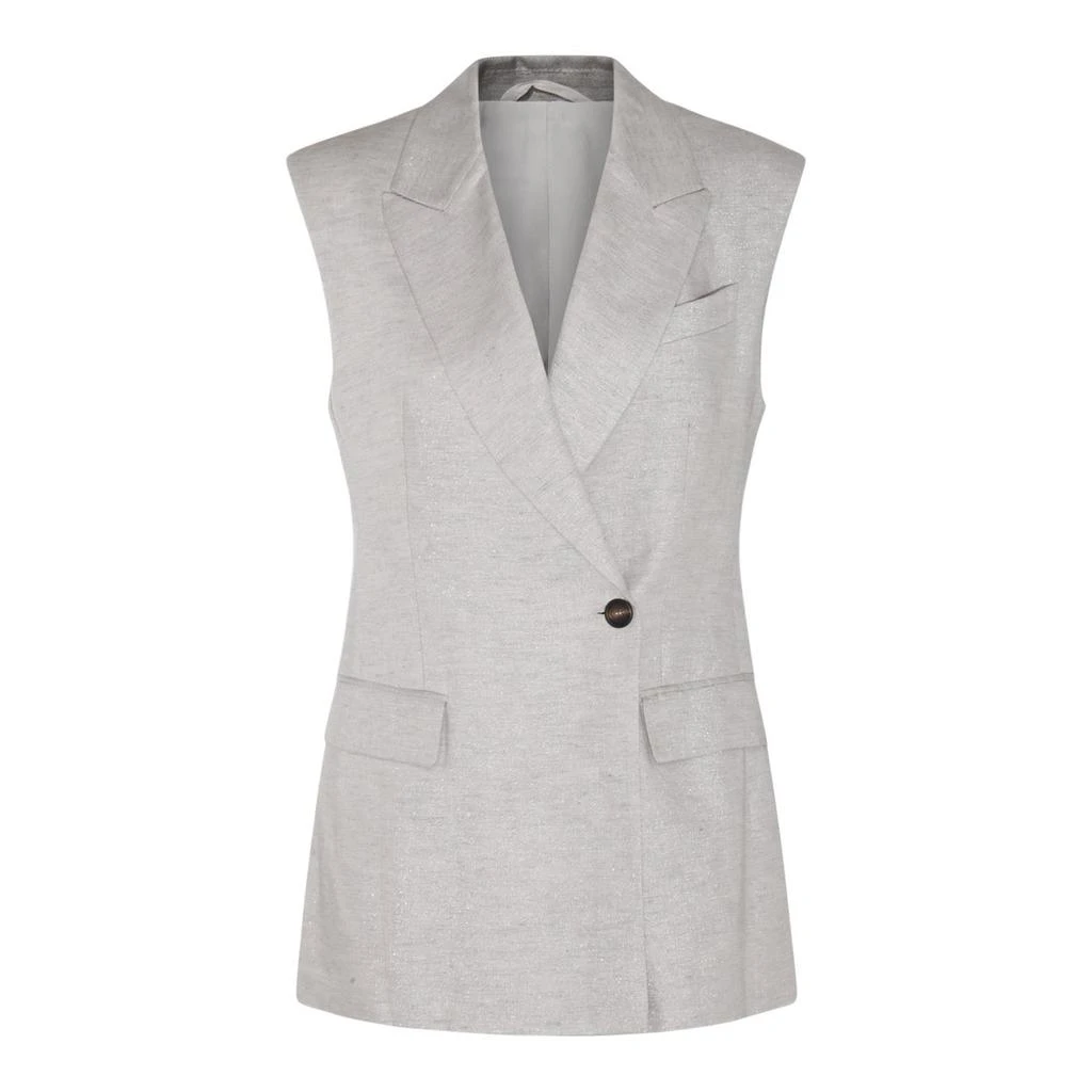 Brunello Cucinelli Brunello Cucinelli V-Neck Sleeveless Jacket from Cettire
