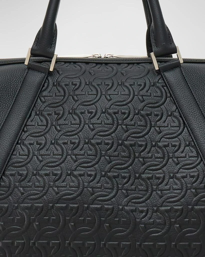 Salvatore Ferragamo Men's Gancini Embossed Leather Travel Duffel Bag 4