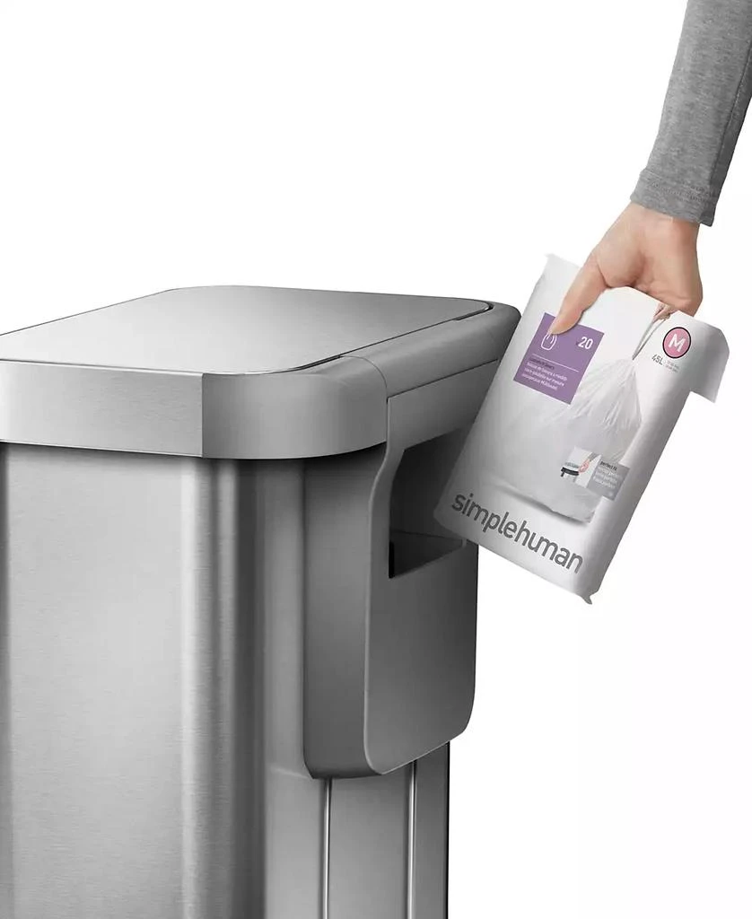 simplehuman 45 Liter Rectangular Liner Rim Steel Kitchen Trash Can with Liner Pocket 7