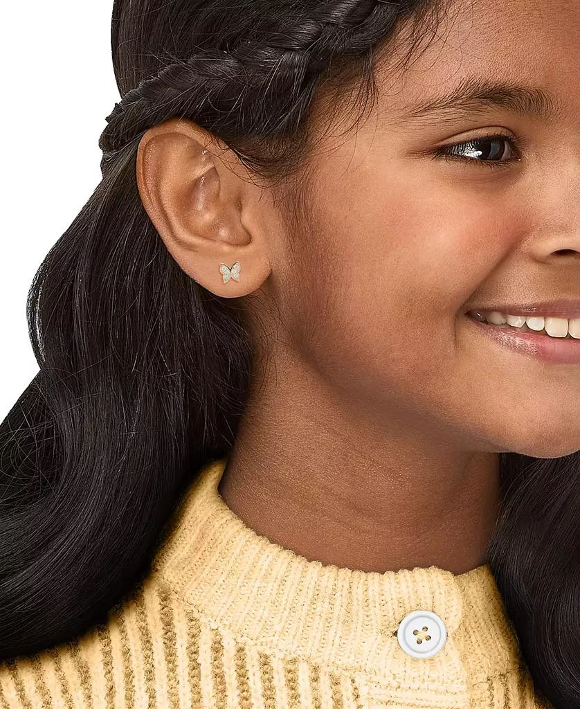Macy's Children's White Cubic Zirconia Butterfly Earrings in 14k Yellow Gold 5