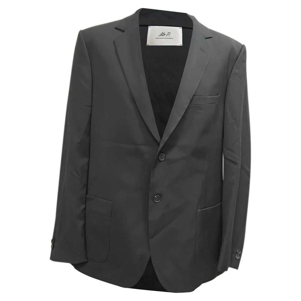 Mr P. Mr, P. Single-Breasted Blazer with Pockets in Black Wool