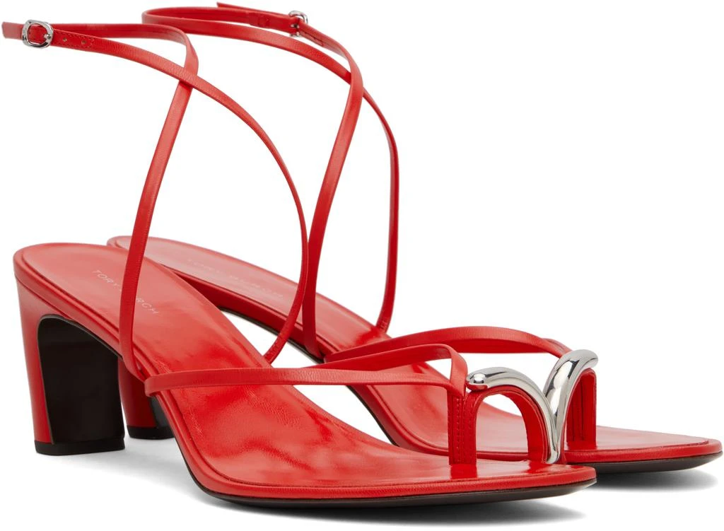 Tory Burch Red Pierced Strappy Heeled Sandals 4