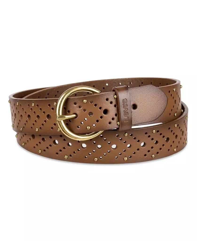Levi's Women's Studded Fully Adjustable Perforated Leather Belt 1