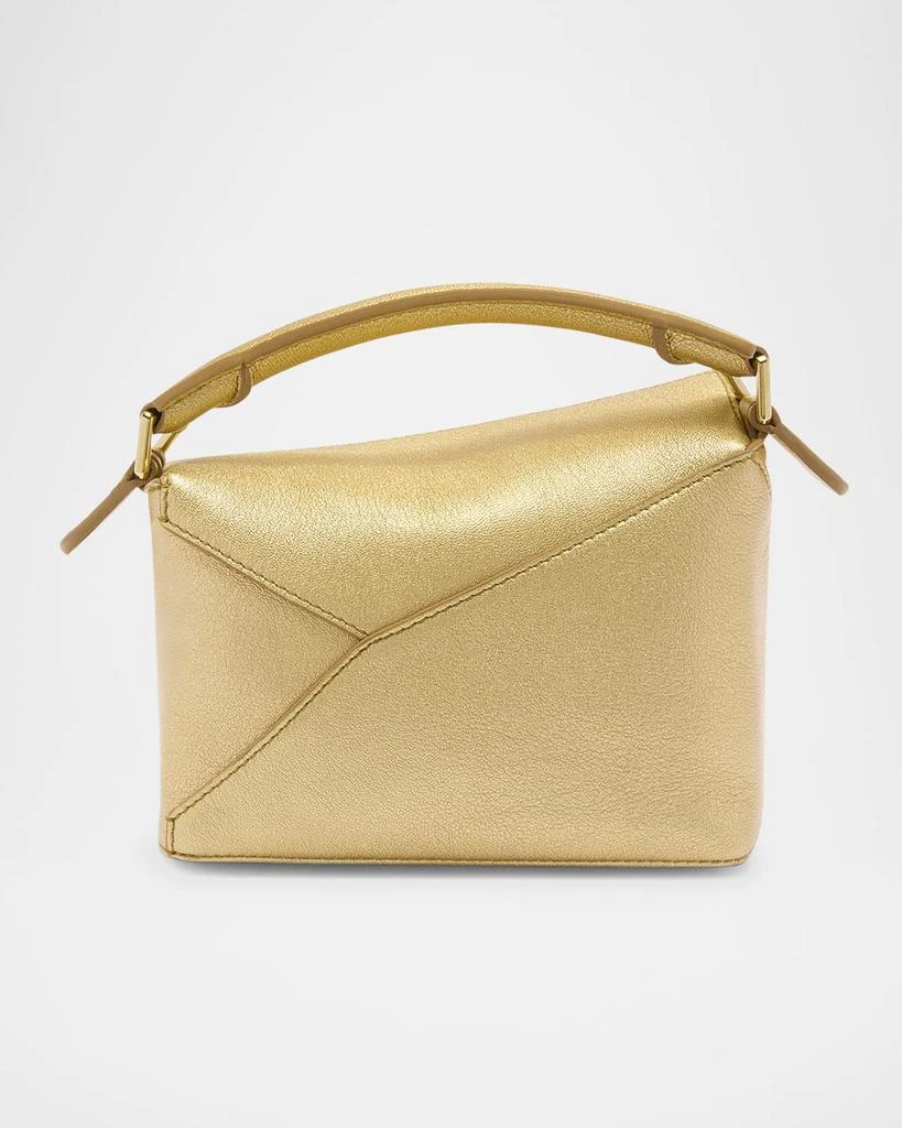 Loewe Puzzle Edge Mini Top-Handle Bag in Metallic Leather 4