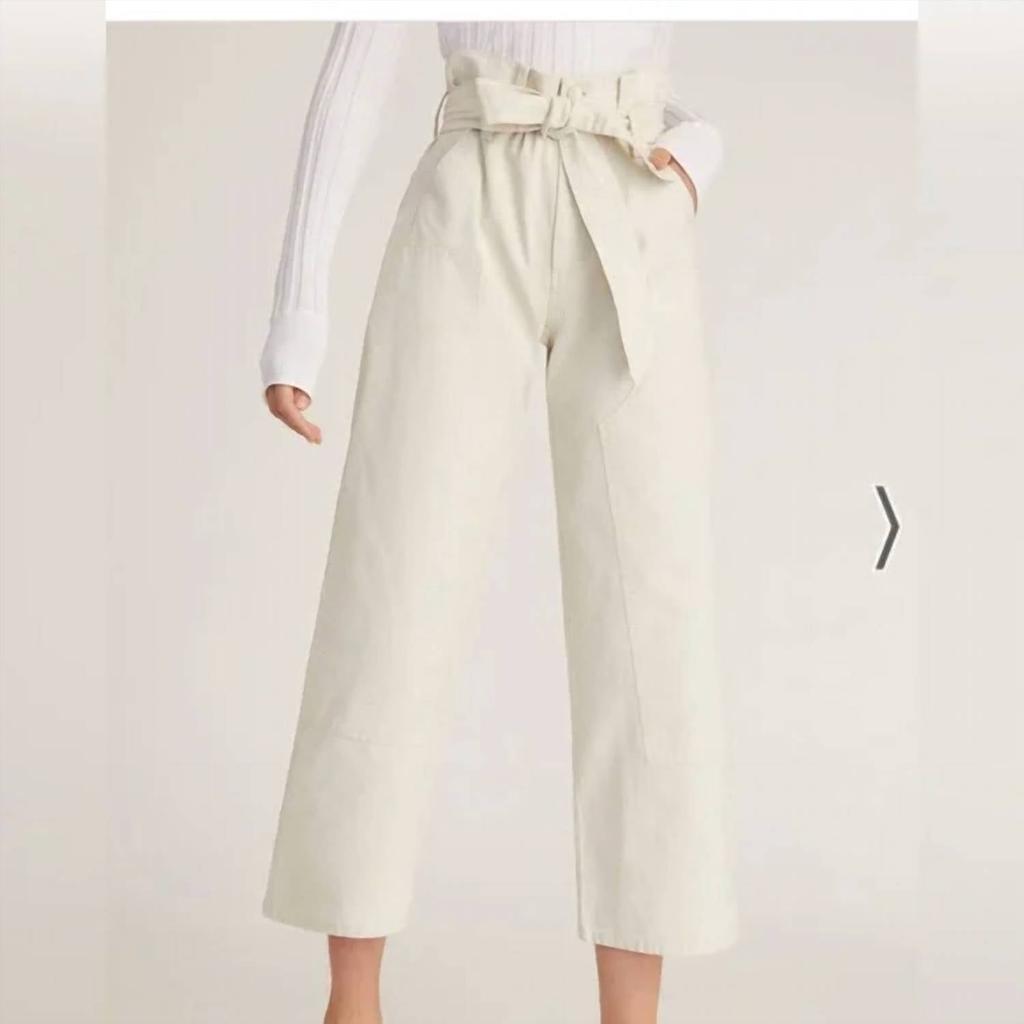 MARISSA WEBB Bo Paper Bag Canvas Patched Boyfriend Pant In Oat