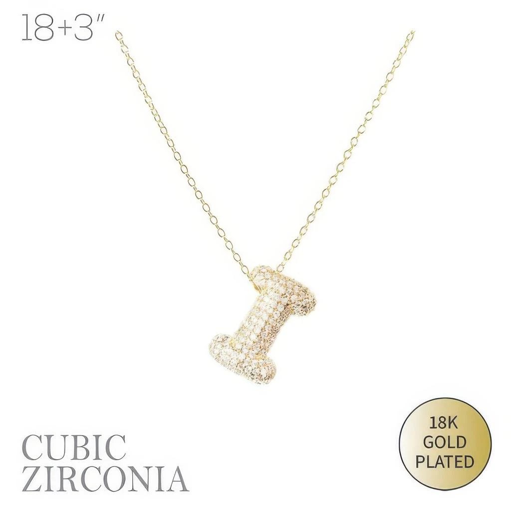 TRUEDAMES 18k Gold Plated Cz Pave Bubble Letter Necklace