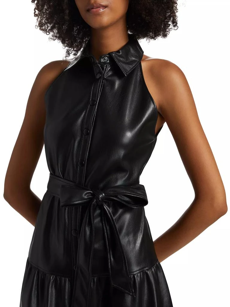 Alice + Olivia Miranda Faux Leather Tie-Waist Minidress 6