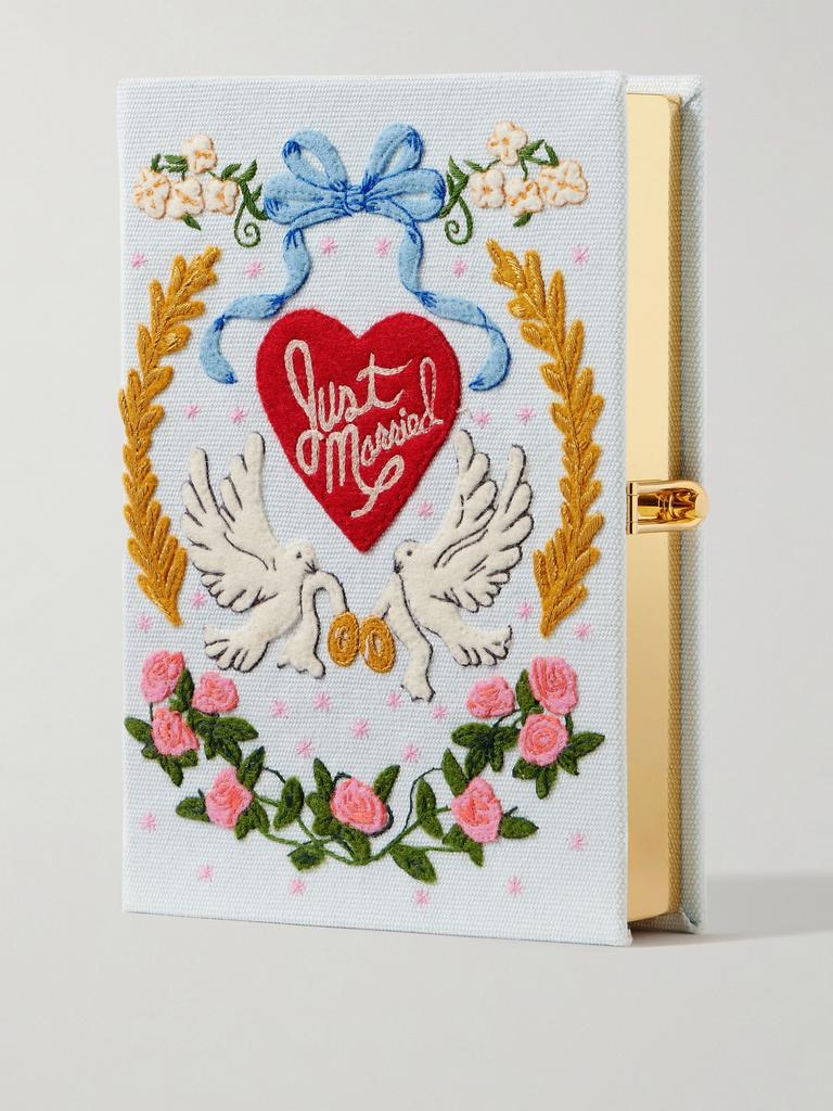 Olympia Le-Tan Just Married 刺绣贴花帆布手拿包