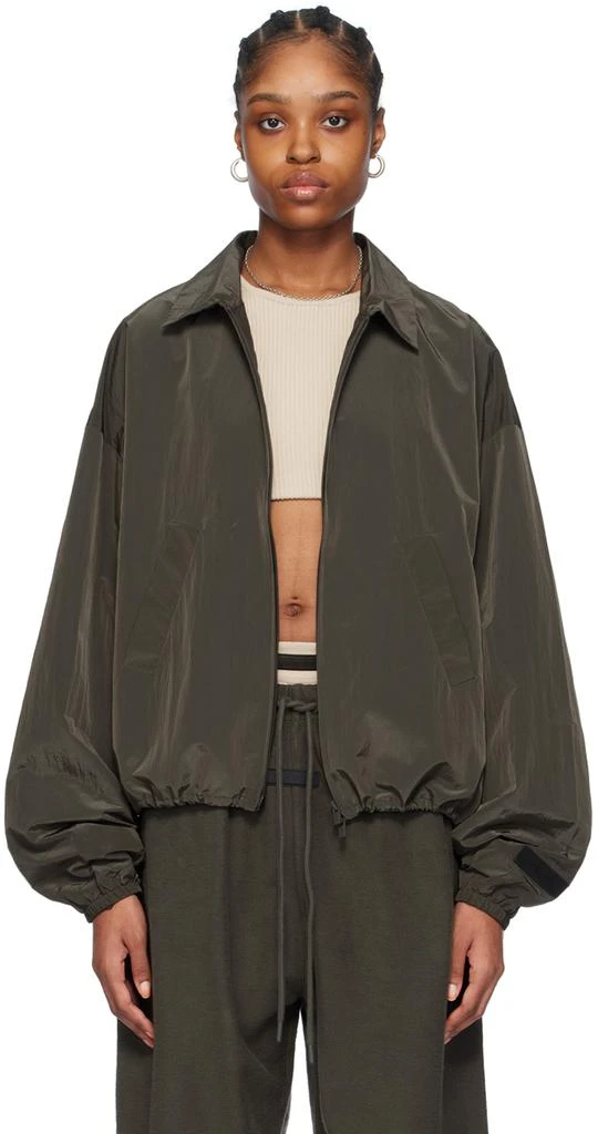 Essentials Gray Shell Bomber Jacket 1