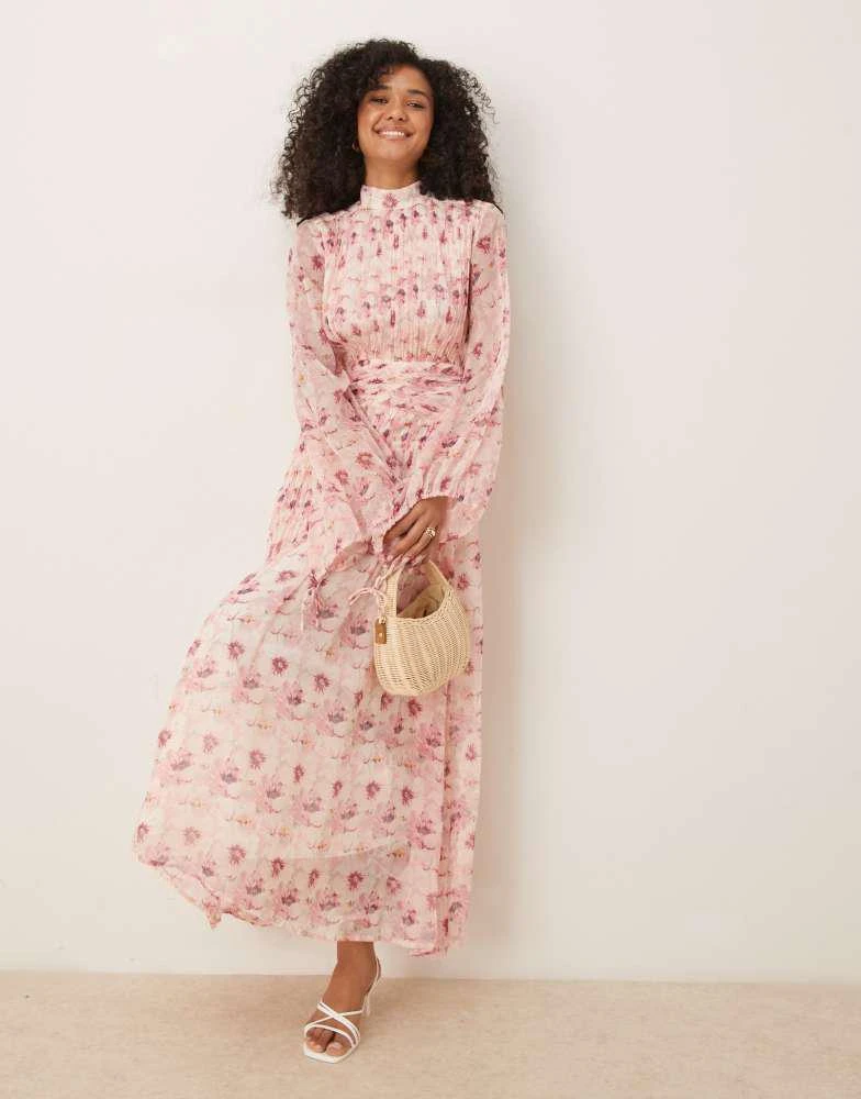 Shop ASOS DESIGN high neck ruched chevron detail maxi dress in pretty  floral print on Sale at BeyondStyle  Get 11% Off ASOS DESIGN high neck  ruched chevron detail maxi dress in