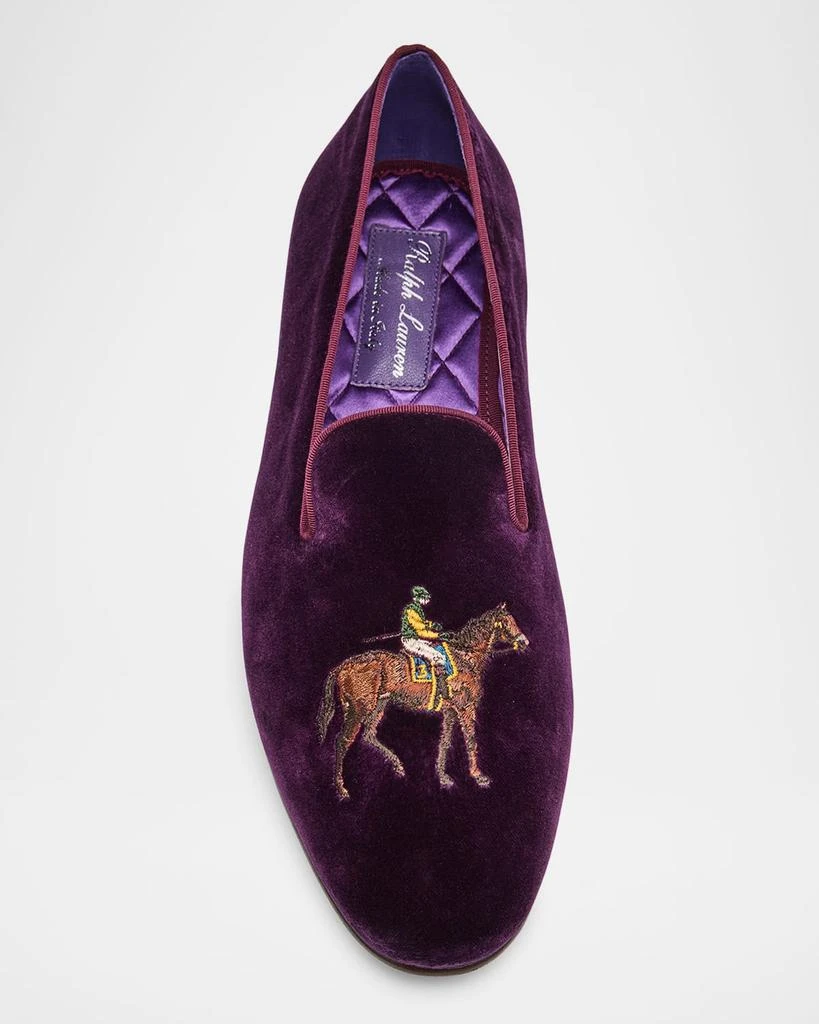 Ralph Lauren Men's Alonzo Embroidered Velvet Slippers 6