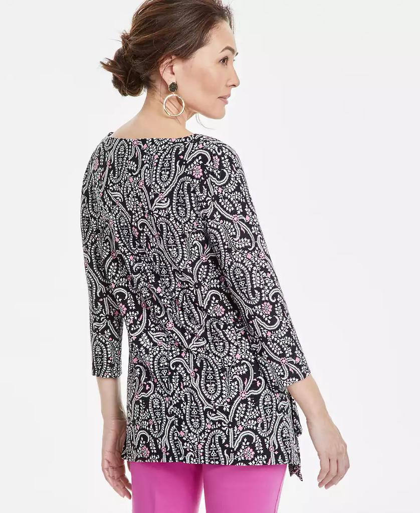 JM Collection Petite Paisley-Print Vented-Hem Tunic, Exclusively at Macy's