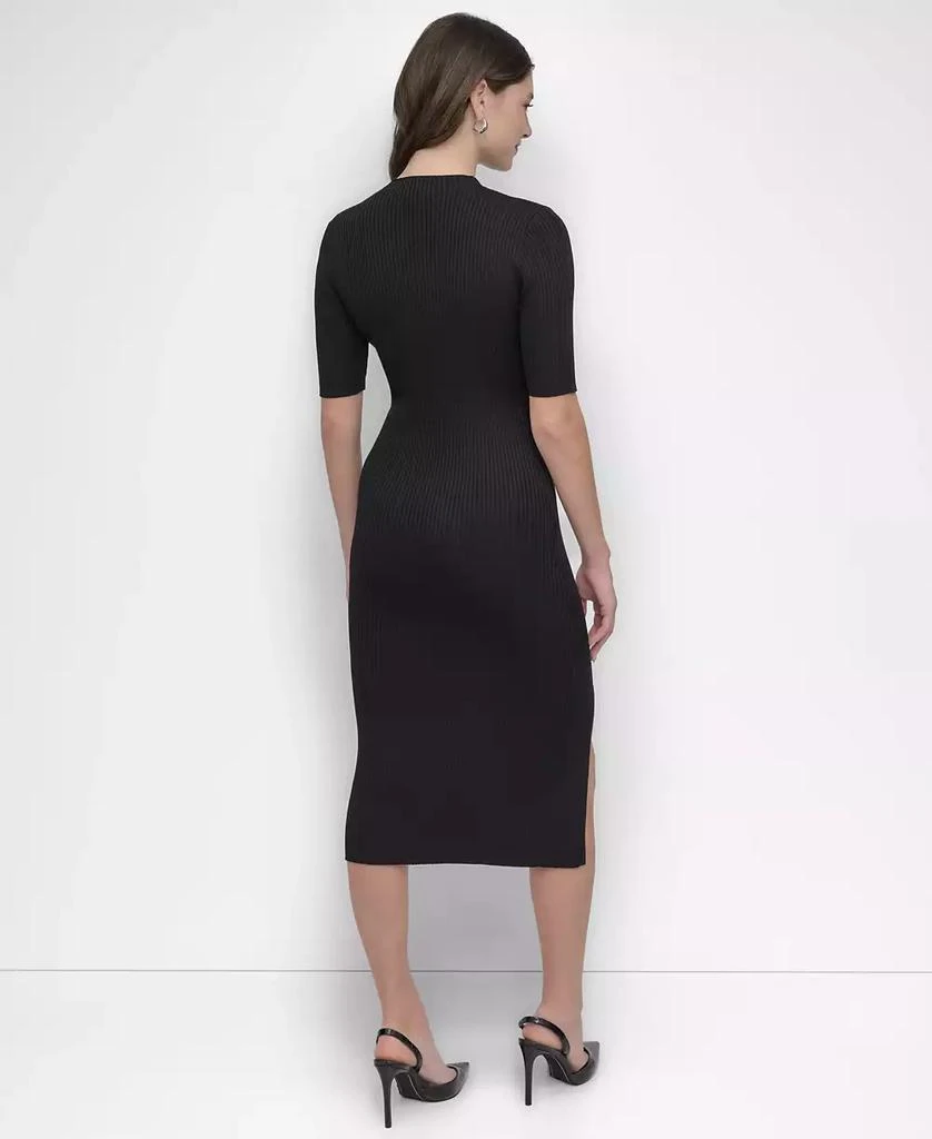DKNY Women's Short Sleeve Grated Yoke Sweater Dress 2