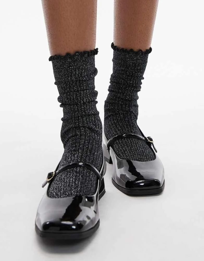 & Other Stories & Other Stories glitter frill socks in black 3