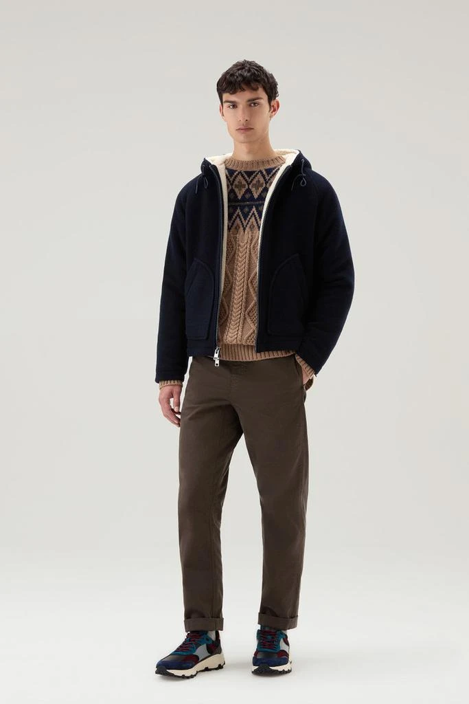 Woolrich Hooded Jacket in Recycled Manteco Wool Blend - Men - Green 2
