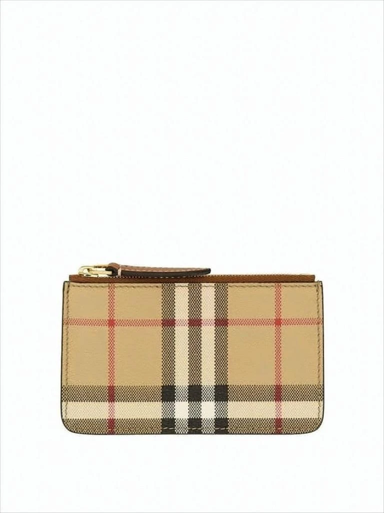 Burberry Checkered Pattern Wallet with Zip Closure