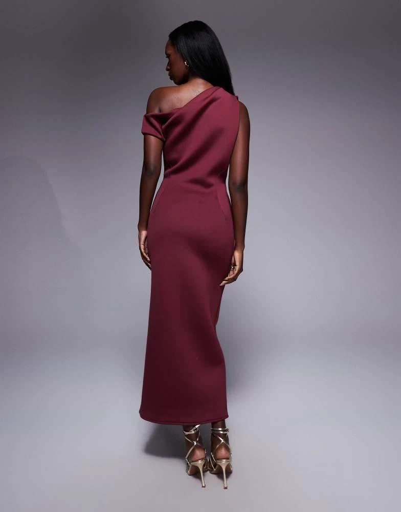 fallen shoulder midi dress Dark Green Velvet Dress - Bridesmaid Dress